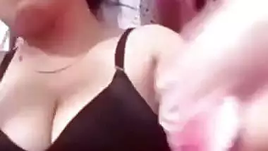 Cheater MILF showing big boobs to seduce lover