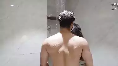 Wild GF enjoys shower sex with his kinky BF